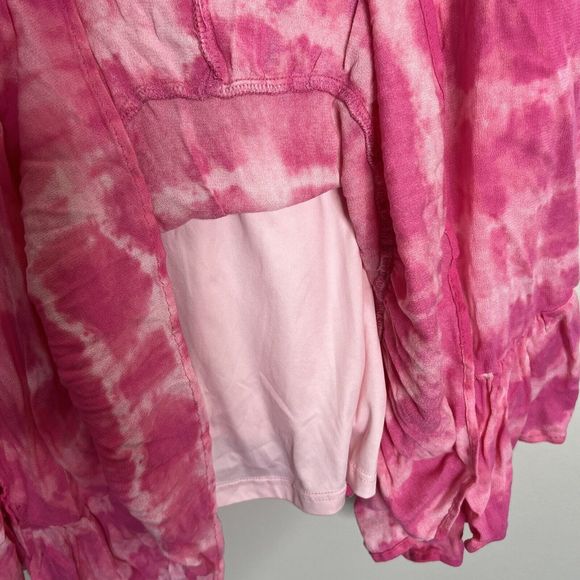 Torrid Dress Women's 1/1X Pink Tie-Dye Mini Gauze Lined Pockets Smock Stretch - Picture 9 of 14